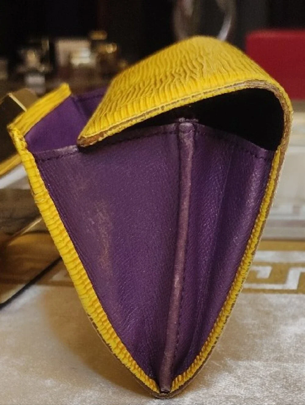 Louis Vuitton Yellow Epi Leather Fold-Over Wallet Porte Tresor internat'l Long